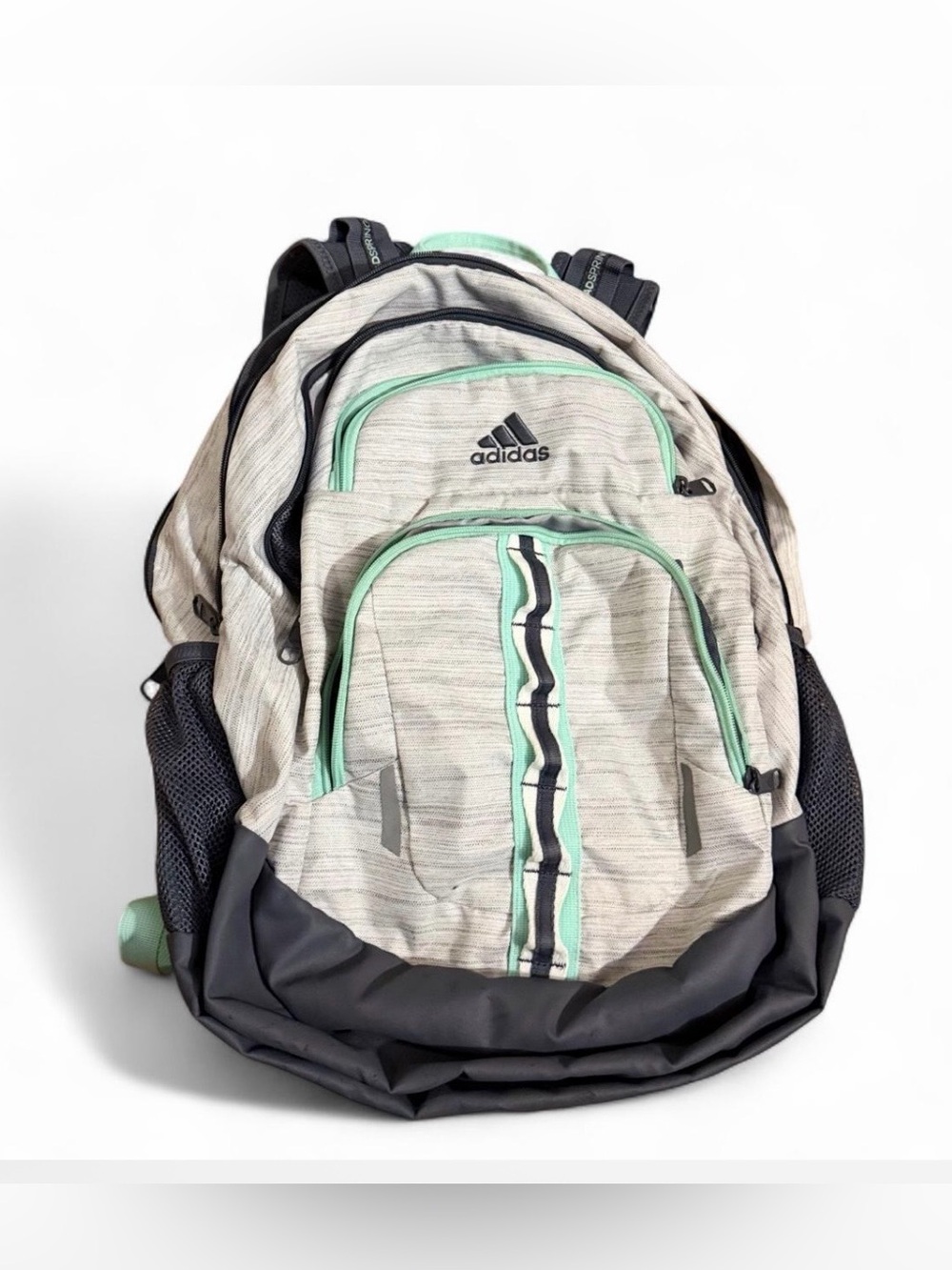 Adidas Foundation 6 Gray Mint Green Backpack Laptop School Bag